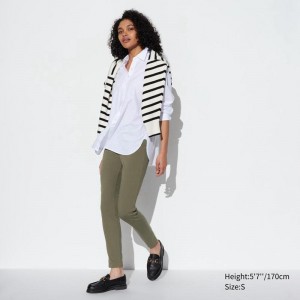 Uniqlo Ultra Stretch Women Leggings Olive US | ZBUG-19057