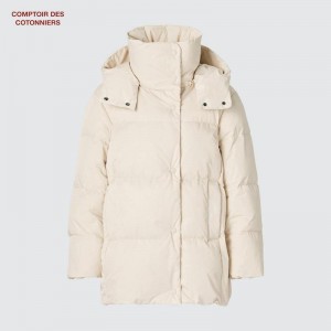 Uniqlo Volume Down Women Jackets Off White US | HFGX-95807