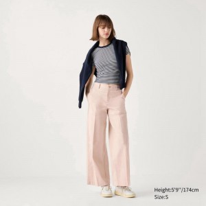 Uniqlo Wide Chino (Long) Women Trousers Pink US | FJMB-95402