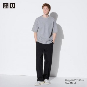 Uniqlo Wide Chino Men Trousers Black US | DCJL-86341