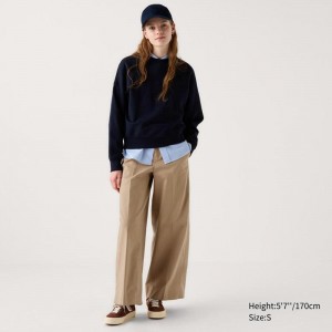 Uniqlo Wide Chino Women Trousers Beige US | WUCM-84136