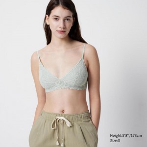 Uniqlo Wireless (No Cup, Stretch Lace) Women Bras Light Green US | RAPU-13427