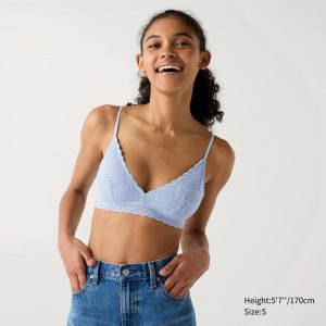 Uniqlo Wireless (Stretch Lace, No Cup) Women Bras Light Blue US | LBWK-95784