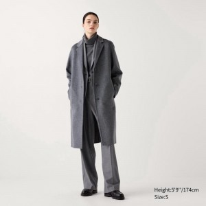 Uniqlo Wool Blend Chester Long Women Coats Grey US | RLSZ-01952