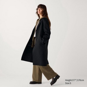 Uniqlo Wool Blend Chester Long Women Coats Black US | APEH-30721