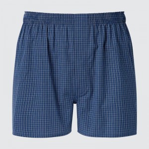 Uniqlo Woven (Check) Men Trunks Blue US | RKCJ-97865