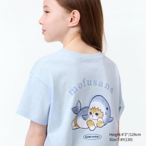 Uniqlo mofusand Fruits Paradise UT Graphic Kids' T-Shirt Light Blue US | XPSN-30925