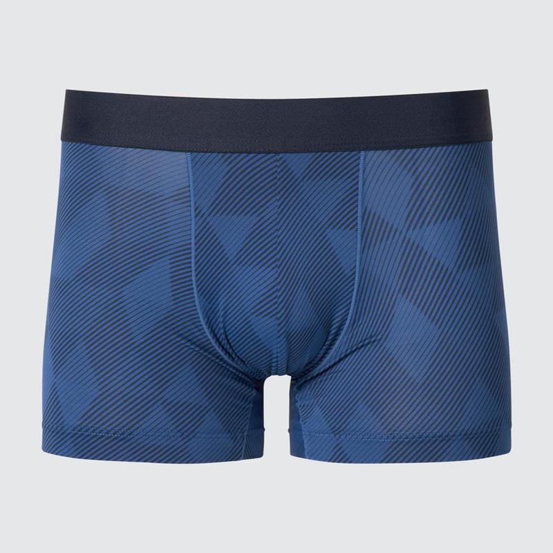 Uniqlo AIRism Boxer (Low Rise, Print) Men Briefs Blue  US |  AJCW-83645