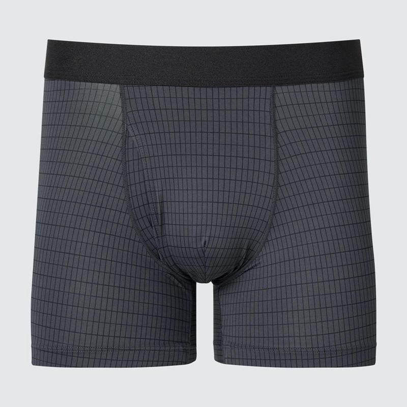 Uniqlo AIRism Boxer (Print) Men Briefs Grey  US |  EXNR-09482