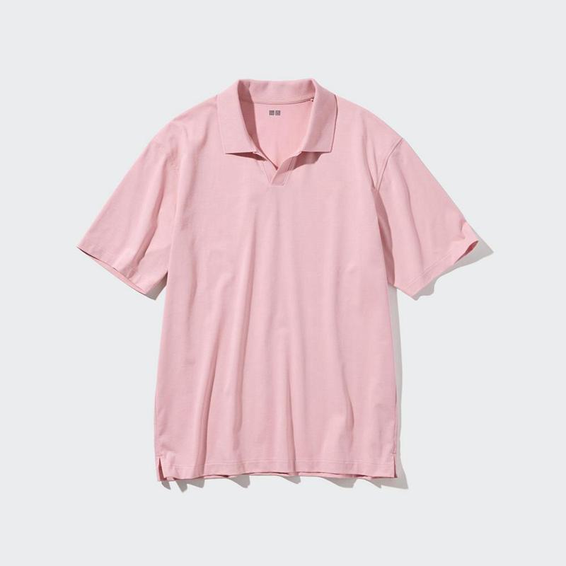 Uniqlo AIRism Cotton Jersey (Skipper Collar) Men Polo Shirts Olive  US |  OSDQ-16572