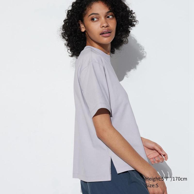 Uniqlo AIRism Cotton Women T-Shirts Khaki  US |  JNUK-60714