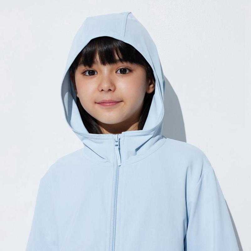 Uniqlo AIRism UV Protection Mesh Kids' Hoodies Light Blue  US |  VMTS-30561