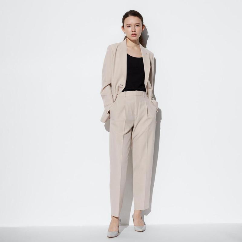 Uniqlo AirSense Pleated Women Trousers Beige  US |  ATER-51347