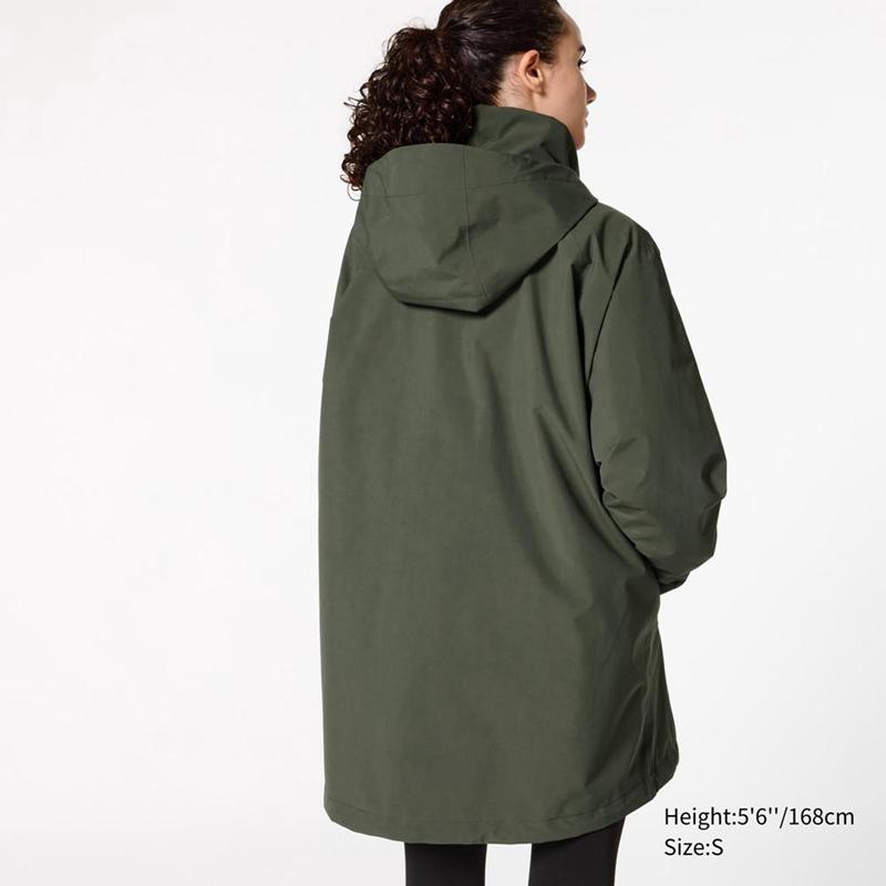 Uniqlo BLOCKTECH Half Women Coats Olive  US |  VUAI-36759