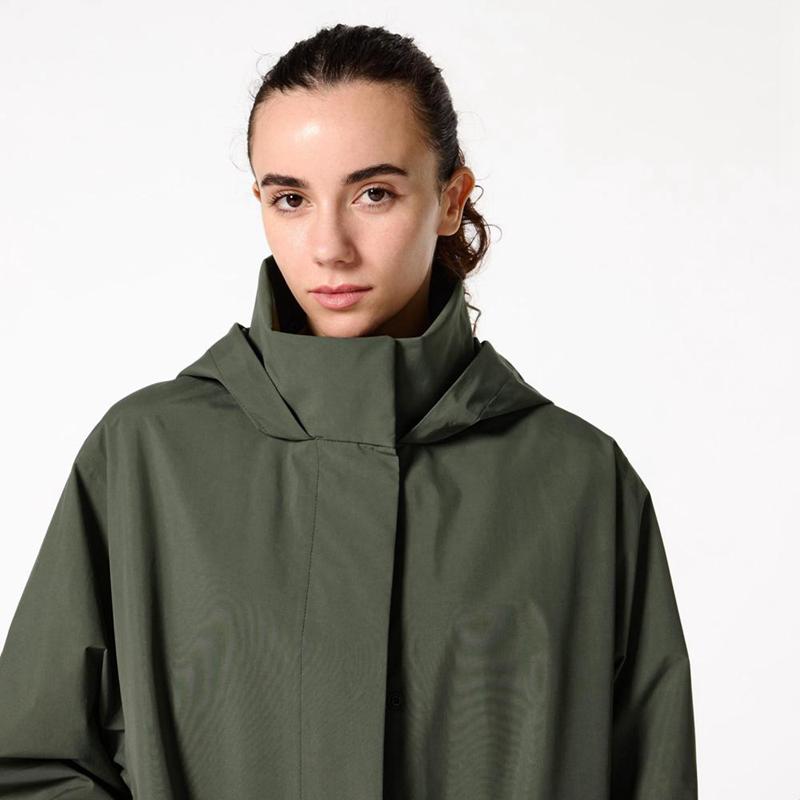 Uniqlo BLOCKTECH Half Women Coats Olive  US |  VUAI-36759