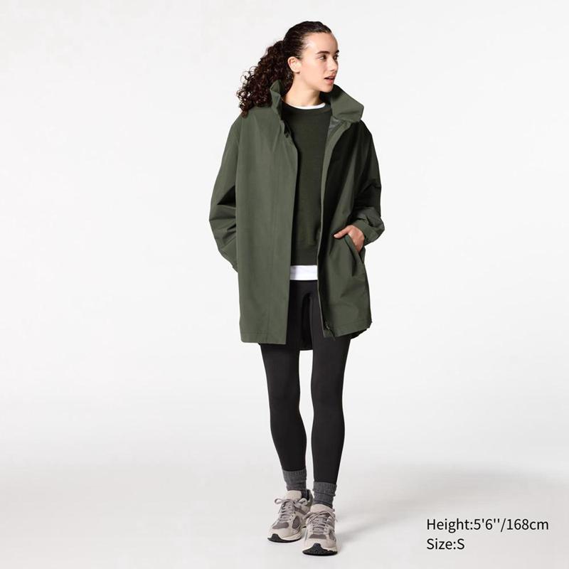 Uniqlo BLOCKTECH Half Women Coats Olive  US |  VUAI-36759