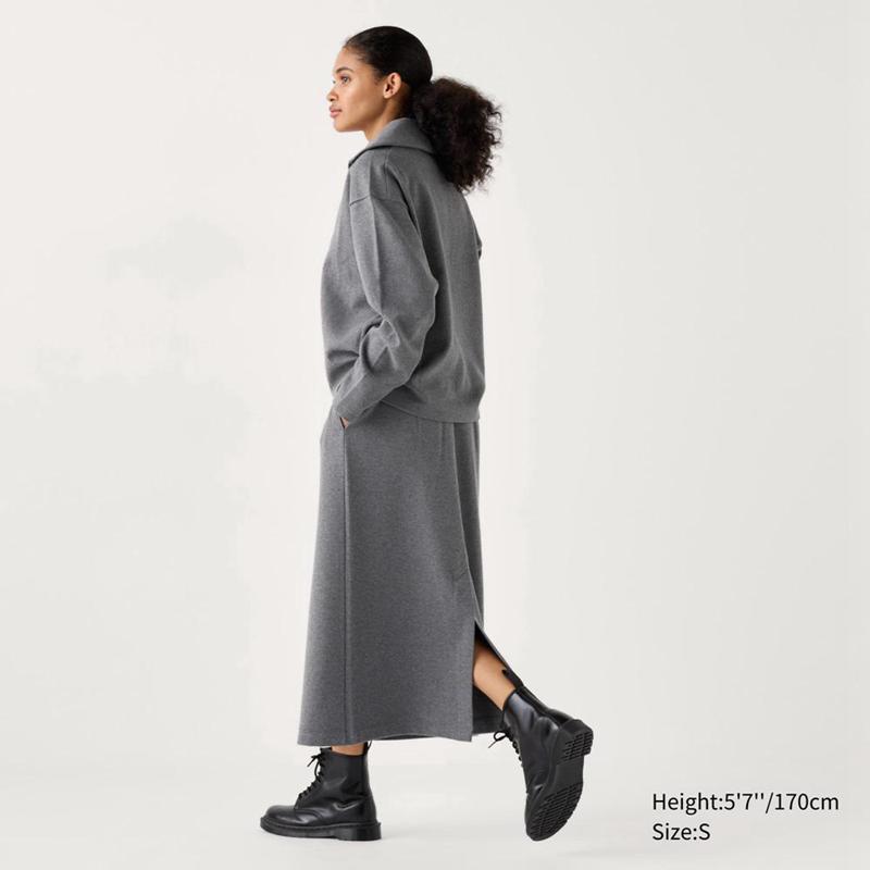 Uniqlo Brushed Jersey Narrow Women Skirts Dark Grey  US |  XUMV-50348