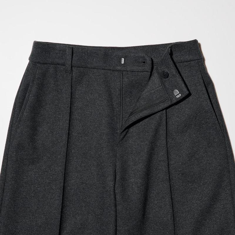 Uniqlo Brushed Jersey Wide (Long) Women Trousers Dark Grey  US |  FMYW-26417