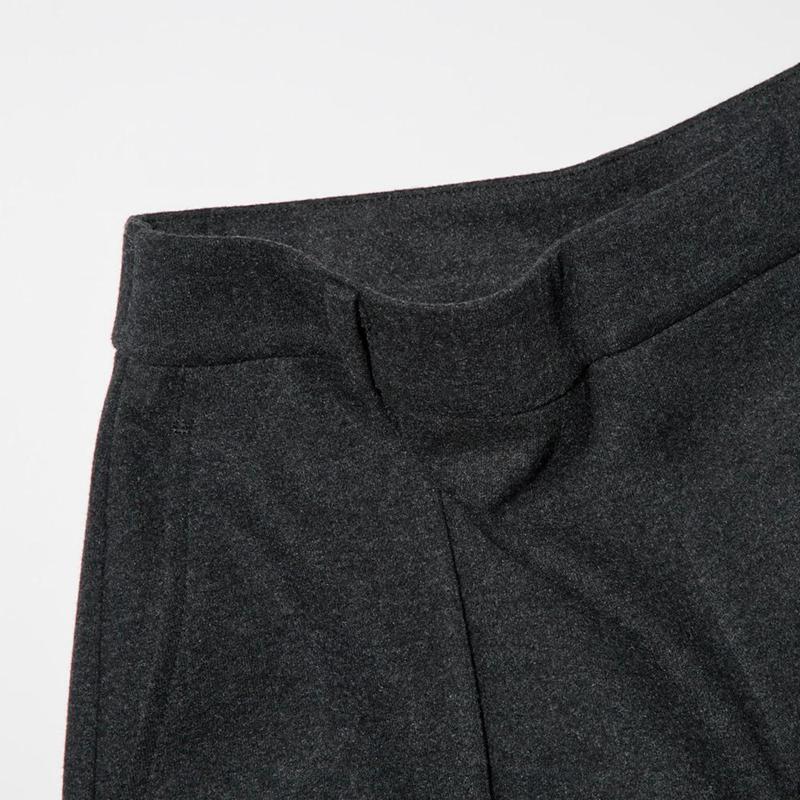 Uniqlo Brushed Jersey Wide (Long) Women Trousers Dark Grey  US |  FMYW-26417