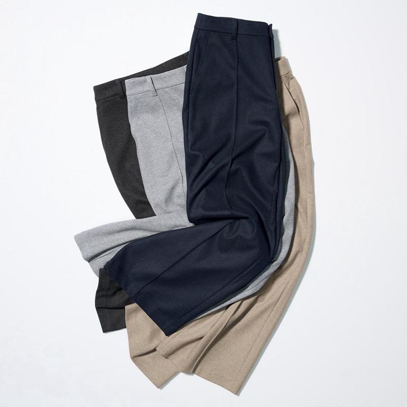 Uniqlo Brushed Jersey Wide (Long) Women Trousers Dark Grey  US |  FMYW-26417