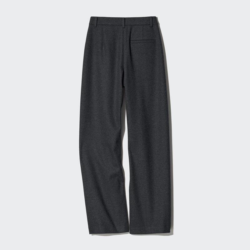 Uniqlo Brushed Jersey Wide (Long) Women Trousers Dark Grey  US |  FMYW-26417