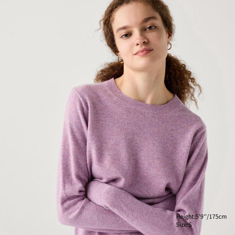 Uniqlo Cashmere Crew Neck Women Jumper Purple  US |  DHEC-38920