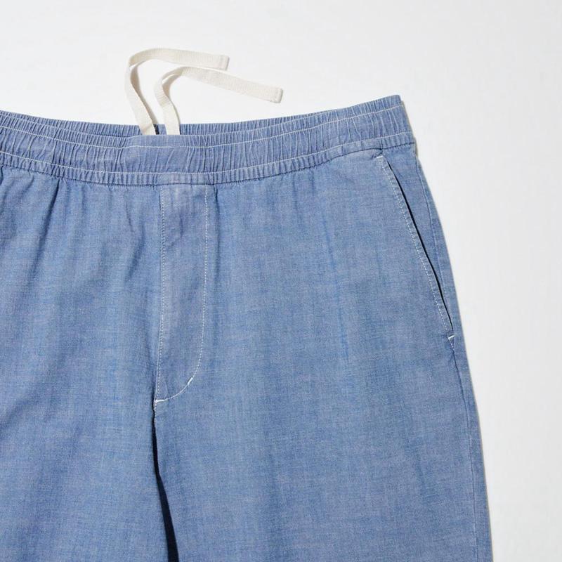 Uniqlo Chambray Stretch Easy Men Shorts Blue  US |  MNTO-97584