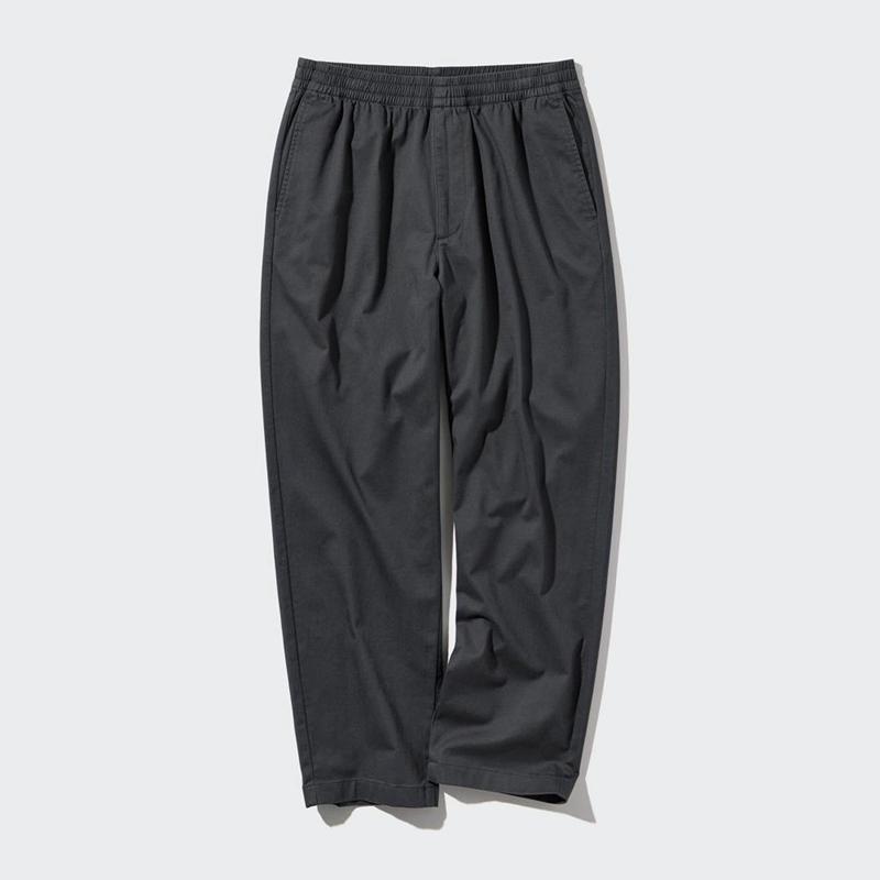 Uniqlo Cotton Ankle (Relaxed Fit) Men Trousers Dark Grey  US |  XFTJ-23589