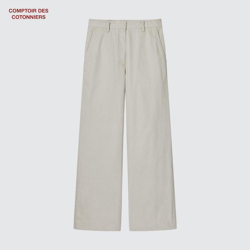 Uniqlo Cotton Blend Straight Women Trousers Grey  US |  PBCI-83127