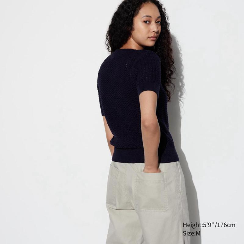 Uniqlo Cotton Blend Straight Women Trousers White  US |  PIAY-96874