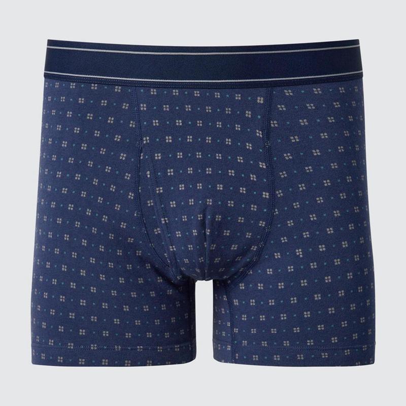 Uniqlo Cotton Boxer (Print) Men Briefs Blue  US |  OPNJ-26974