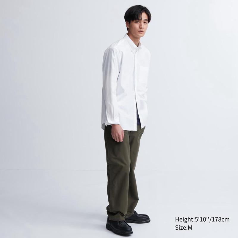 Uniqlo Cotton Broadcloth (Button-Down Collar) Men Shirts White  US |  QDBZ-60358