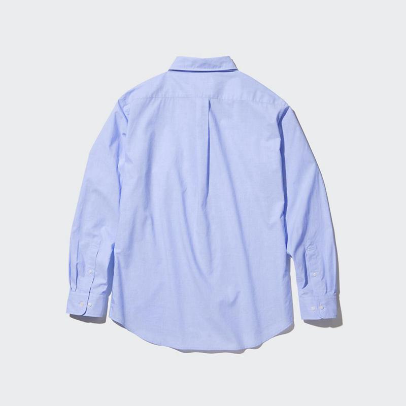 Uniqlo Cotton Broadcloth (Button-Down Collar) Men Shirts Blue  US |  WKFN-46917