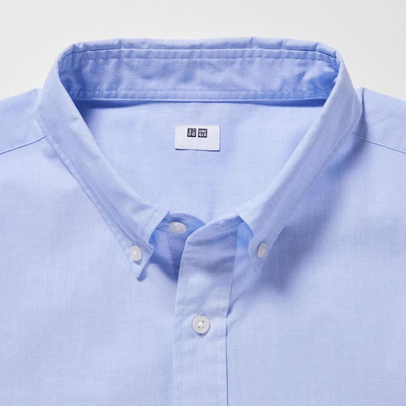 Uniqlo Cotton Broadcloth (Button-Down Collar) Men Shirts Blue  US |  WKFN-46917