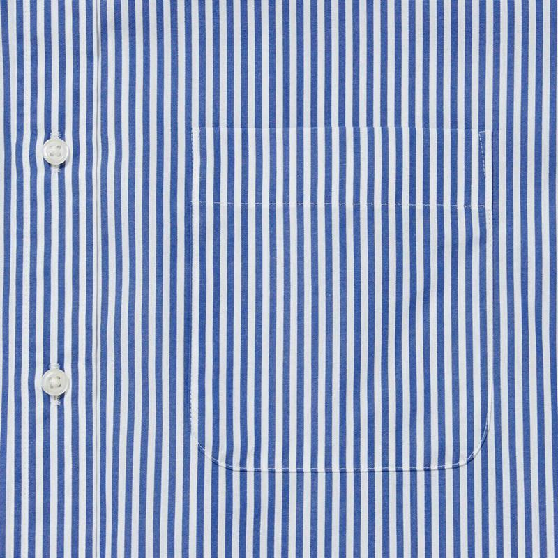 Uniqlo Cotton Broadcloth (Stripe, Button-Down Collar) Men Shirts Blue  US |  IZAH-78394