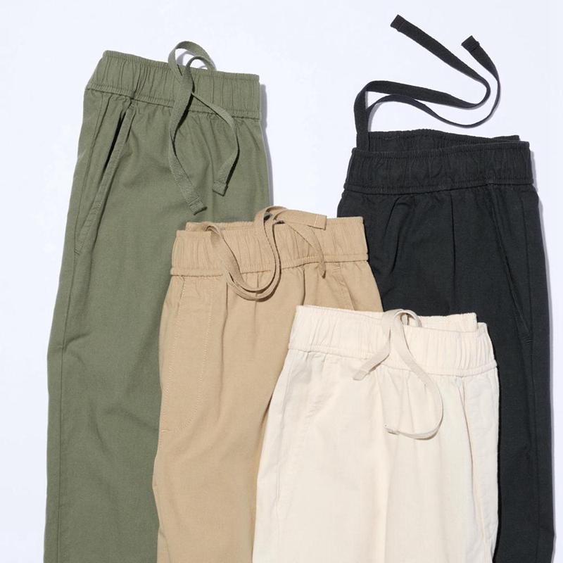 Uniqlo Cotton Relaxed Ankle Women Trousers Olive  US |  YSWV-21908