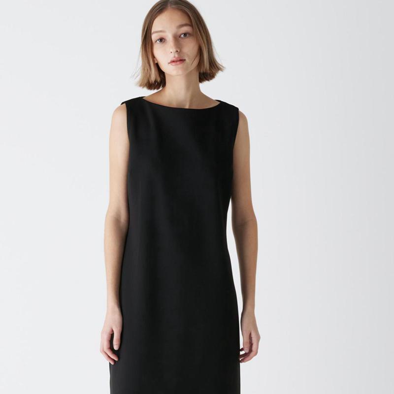 Uniqlo Crepe Jersey (Sleeveless) Women Dress Black  US |  DYKT-31486