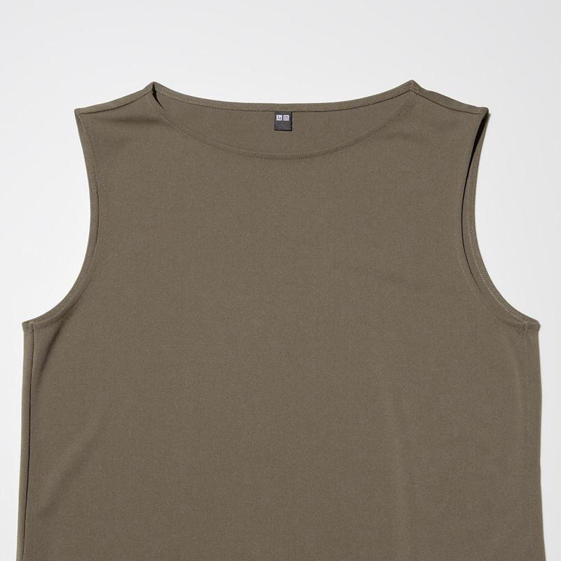 Uniqlo Crepe Jersey Sleeveless Women T-Shirts Natural  US |  KVAJ-87204