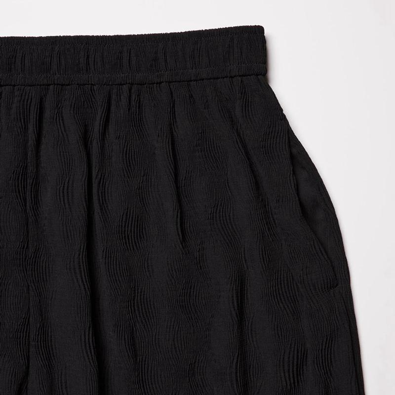 Uniqlo Crepe Wide Women Trousers Black  US |  NRFX-79205