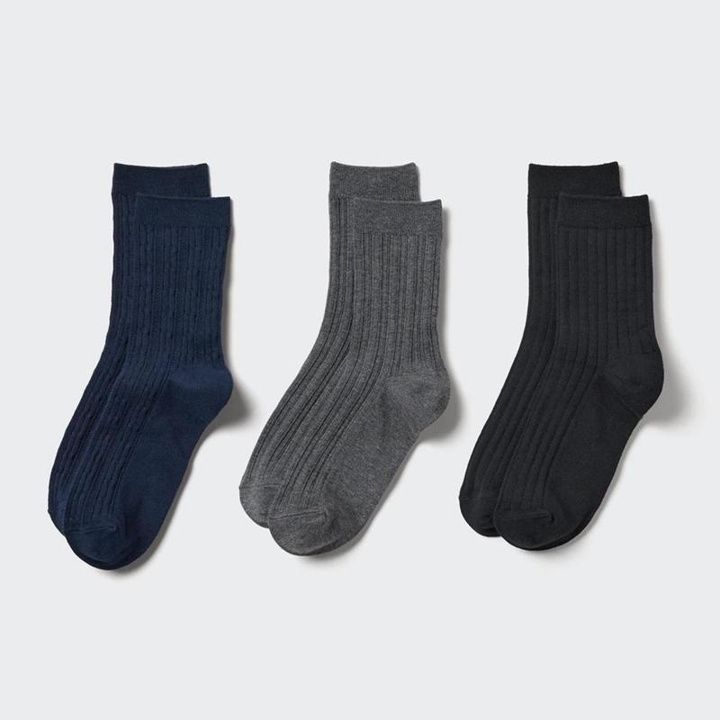 Uniqlo (Crew Cable, 3 Pairs) Women Socks Tights Navy  US |  DINZ-67908