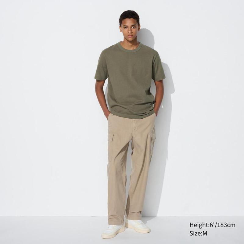 Uniqlo Crew Neck Men T-Shirt Olive  US |  GJHI-81320