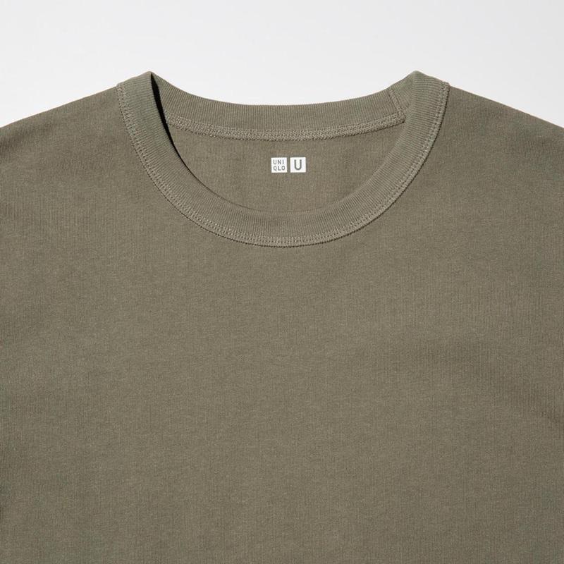 Uniqlo Crew Neck Men T-Shirt Olive  US |  GJHI-81320