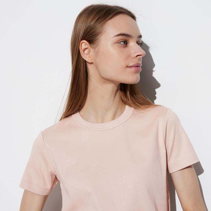 Uniqlo Crew Neck Women T-Shirts Brown  US |  KWGM-08129