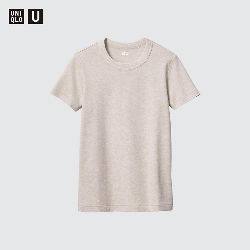 Uniqlo Crew Neck Women T-Shirts Brown  US |  KWGM-08129