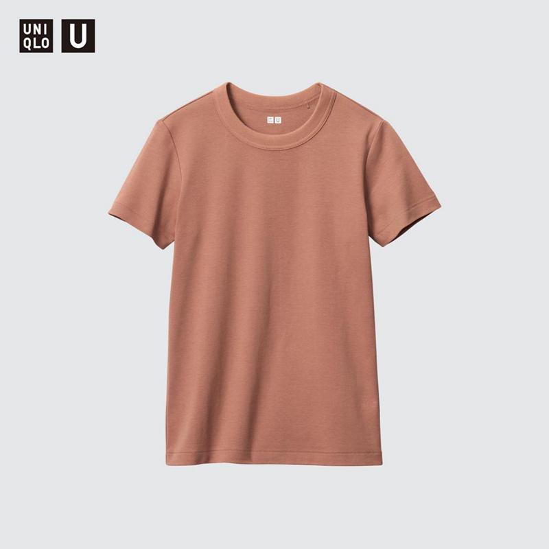 Uniqlo Crew Neck Women T-Shirts Brown  US |  QAPV-27904