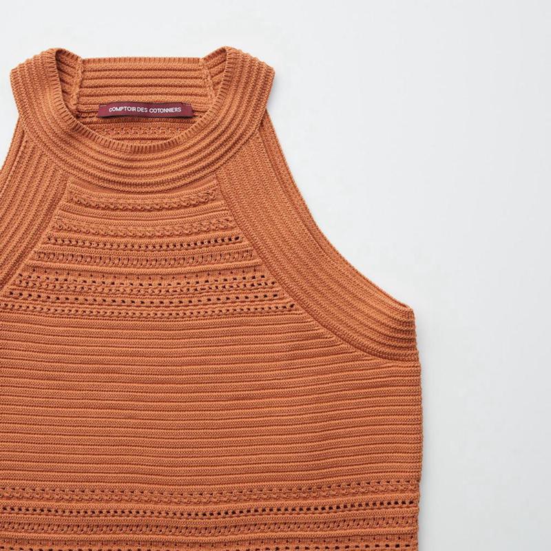 Uniqlo Crochet Sleeveless Women Jumper Brown  US |  TOMN-86751