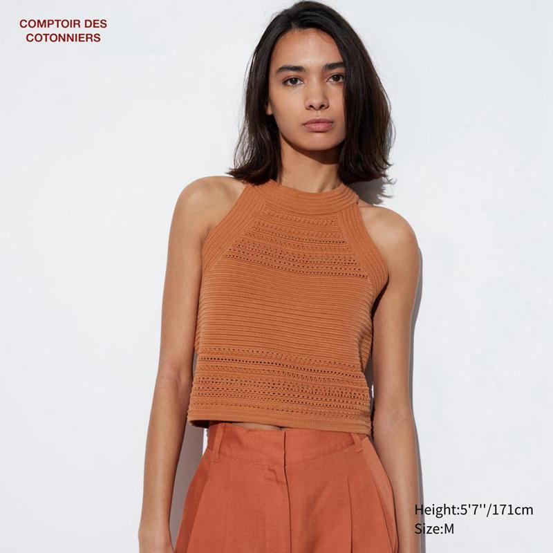 Uniqlo Crochet Sleeveless Women Jumper Brown  US |  TOMN-86751