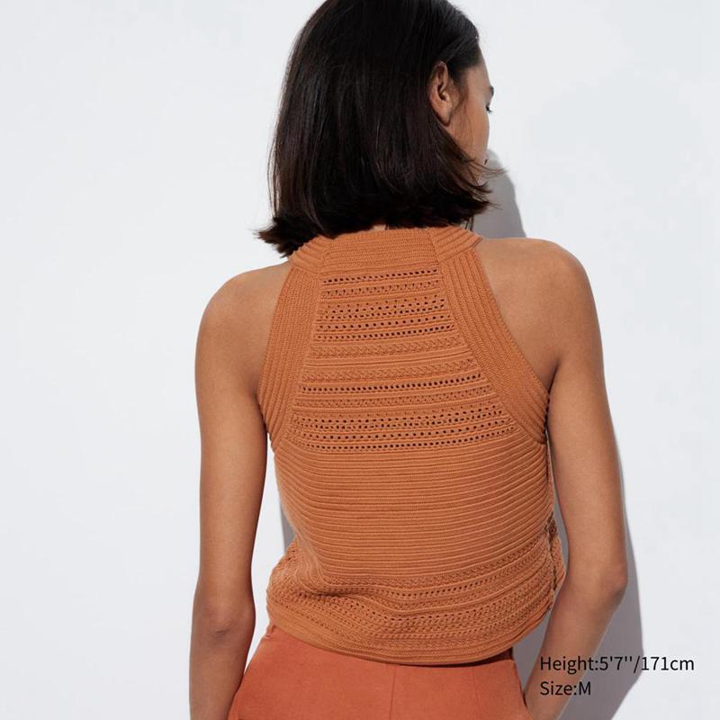 Uniqlo Crochet Sleeveless Women Jumper Natural  US |  OAXN-18205