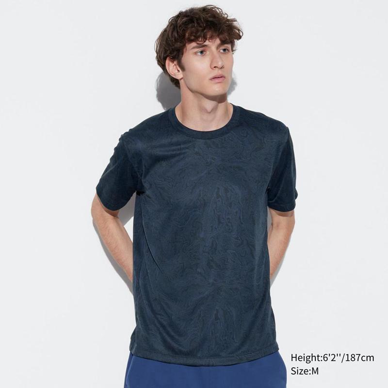 Uniqlo DRY-EX (Printed) Men T-Shirt Navy  US |  HMWK-41587