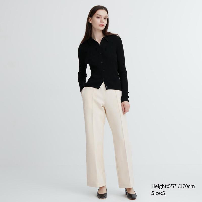 Uniqlo DRY Sweat Track Women Trousers Off White  US |  ITWZ-53742